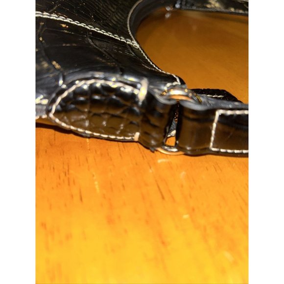 Vintage Liz Claiborne Accessories Black Shoulder Bag 90s Y2K Croc Emboss Texture - Picture 5 of 13